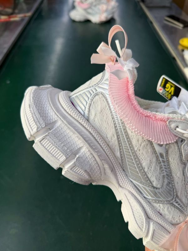 Balenciaga Runner White Silver Pink Ribbon Bow Ruffle Sneakers - Image 5