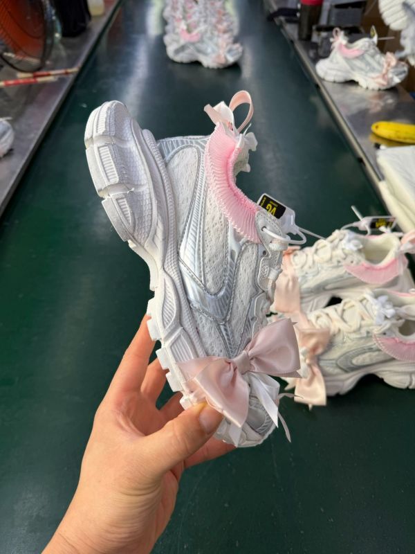 Balenciaga Runner White Silver Pink Ribbon Bow Ruffle Sneakers - Image 10