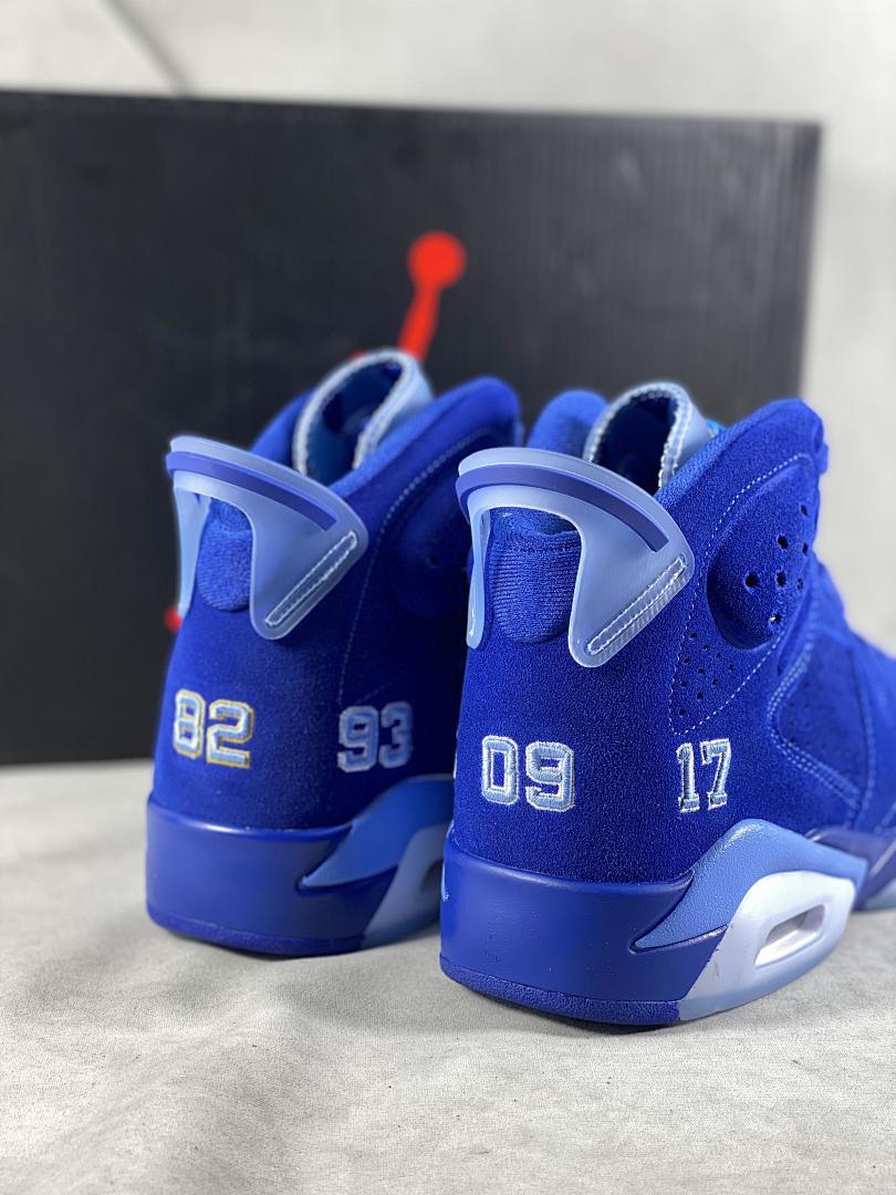 Air Jordan 6 Retro Royal Blue Suede '57' Omega Psi Phi PE Men's Basketball Shoes - Image 2