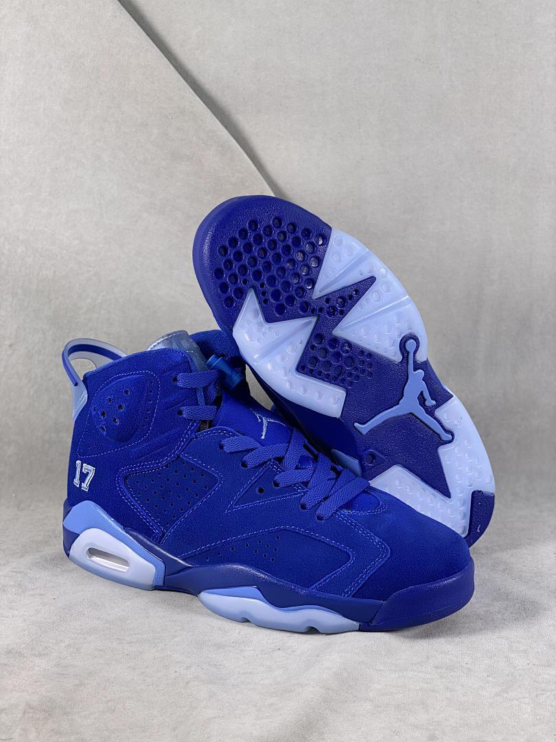 Air Jordan 6 Retro Royal Blue Suede '57' Omega Psi Phi PE Men's Basketball Shoes - Image 7