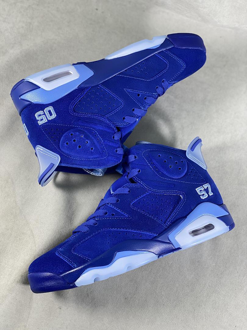 Air Jordan 6 Retro Royal Blue Suede '57' Omega Psi Phi PE Men's Basketball Shoes - Image 8