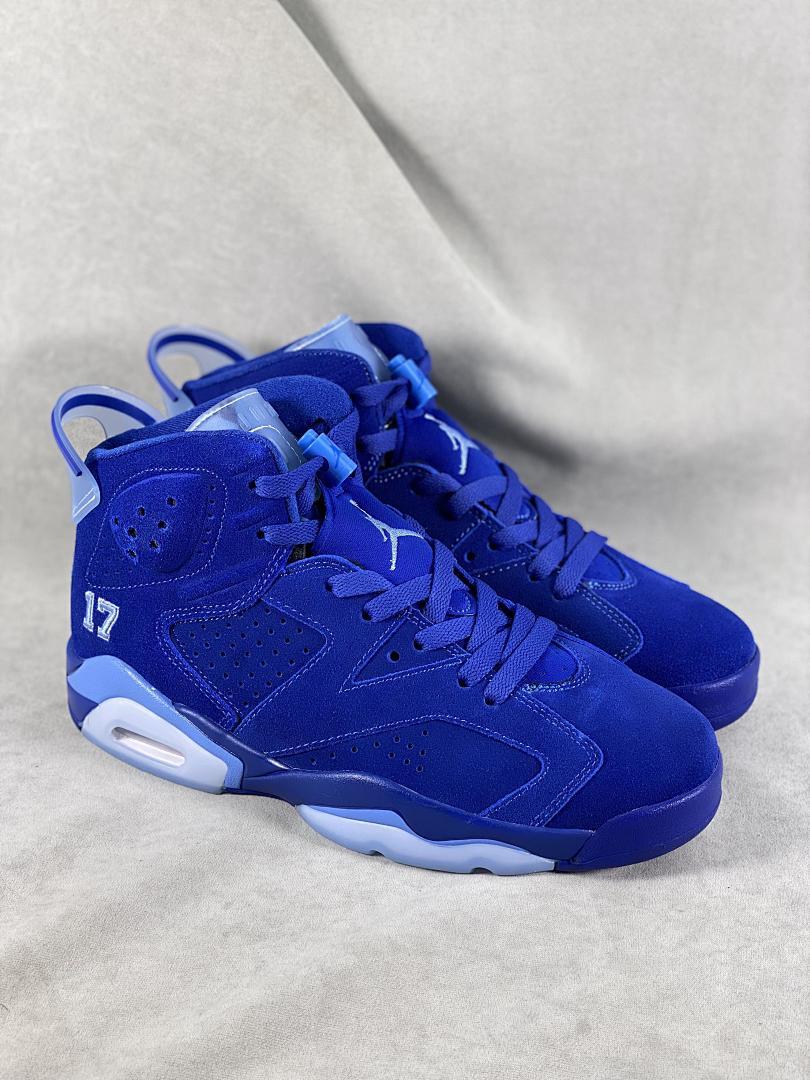 Air Jordan 6 Retro Royal Blue Suede '57' Omega Psi Phi PE Men's Basketball Shoes - Image 9