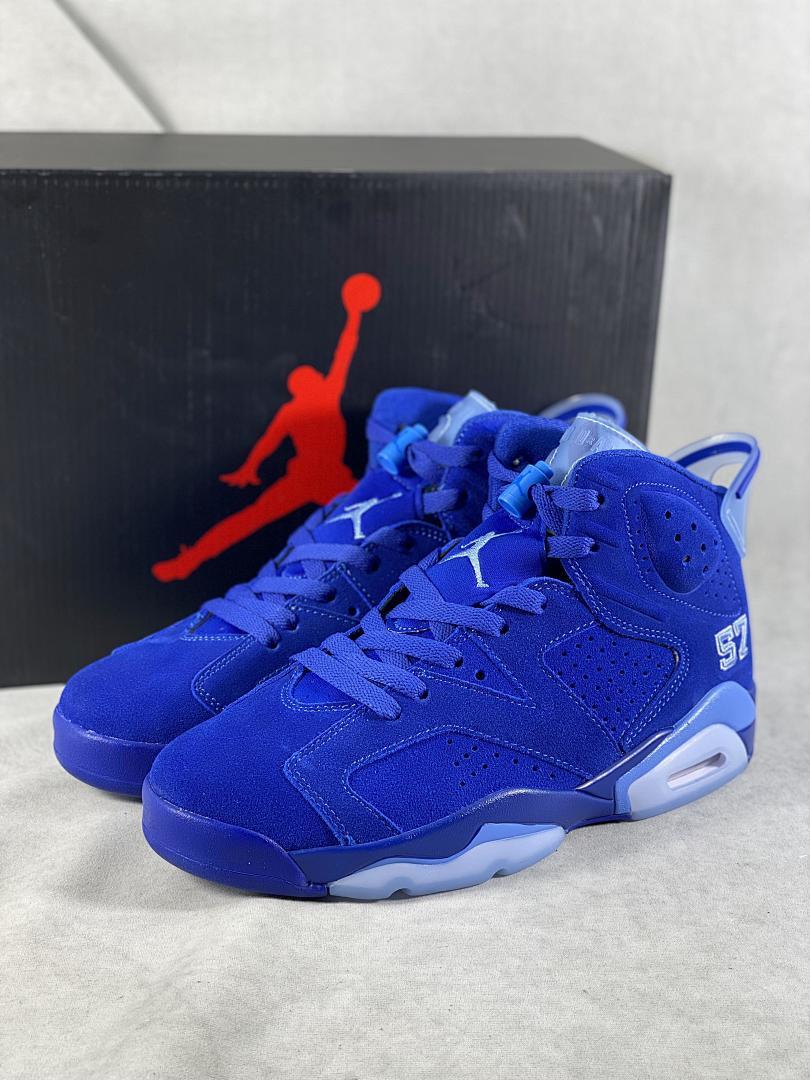 Air Jordan 6 Retro Royal Blue Suede '57' Omega Psi Phi PE Men's Basketball Shoes - Image 10