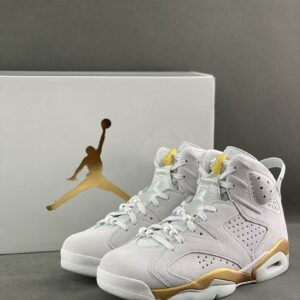 Air Jordan 6 Retro Sail Metallic Gold Suede Sneakers