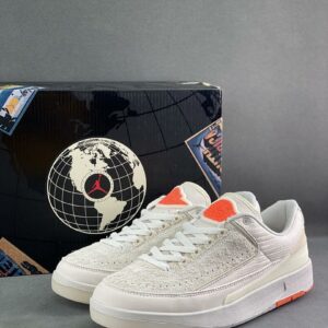 Air Jordan 2 Retro Low Craft Sail Safety Orange DX4401-118 Men's Sneakers