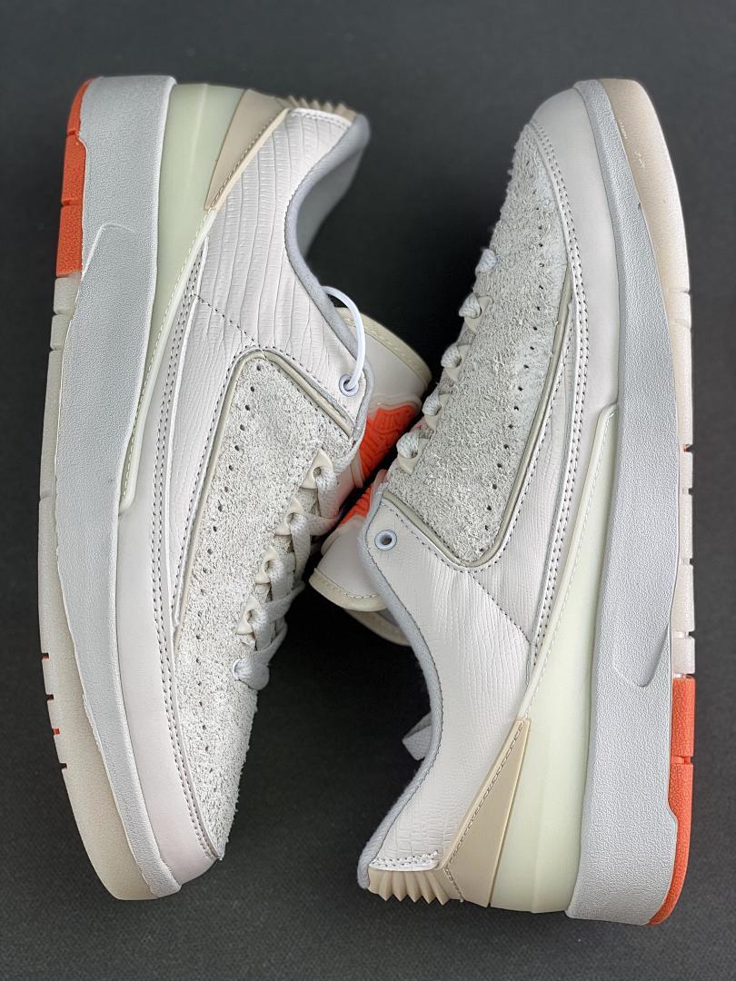 Air Jordan 2 Retro Low Craft Sail Safety Orange DX4401-118 Men's Sneakers - Image 9