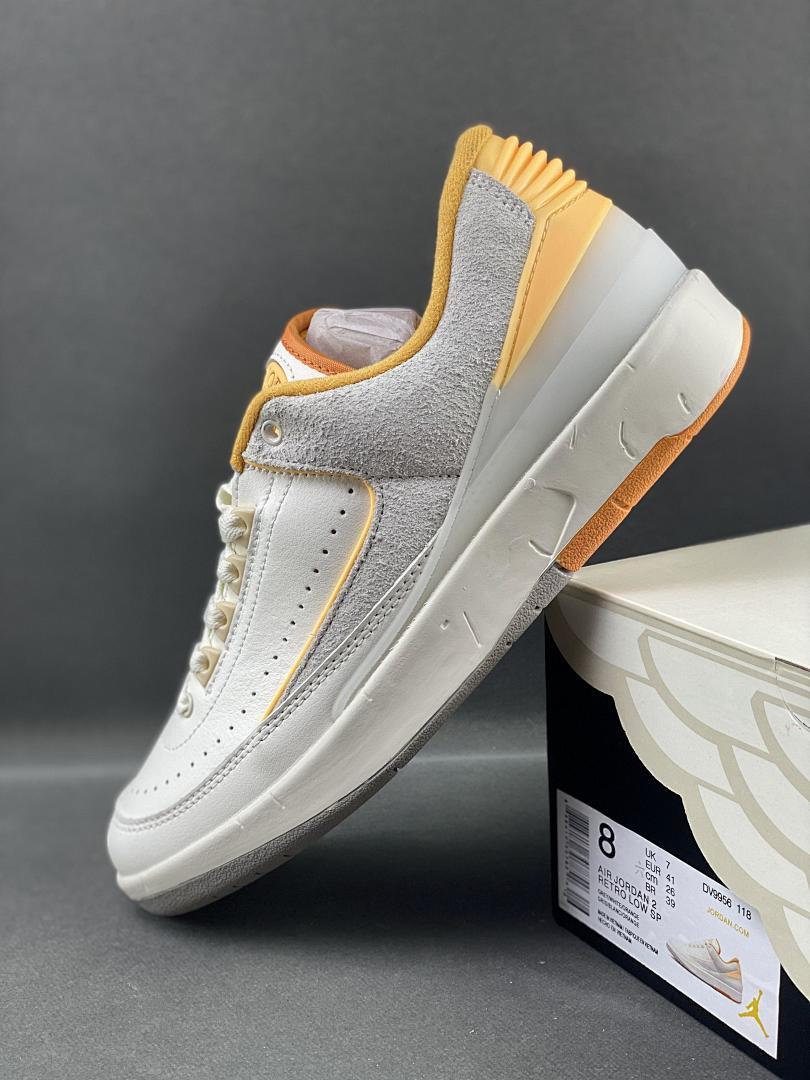 Nike Air Jordan 2 Low Cement Grey DR8884-100 White Grey Sail Gold Men's Sneakers - Image 4