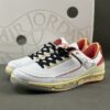 Off-White x Air Jordan 2 Retro Low SP White Varsity Red DJ4375-106 Michael Jordan Signature Aged Sole Sneakers