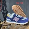 New Balance 574 Lifestyle Sneakers Navy Blue Suede Light Grey Mesh with Mauve N Logo Gold Heel Tab and Gum Outsole ENCAP Cushioning WL574 / ML574 (Colorway: Blue / Grey / Mauve / Tan)