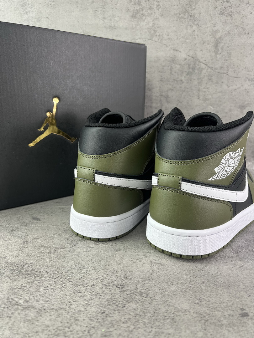 Nike Air Jordan 1 Mid Dark Olive Black White 554724-002 - Image 3