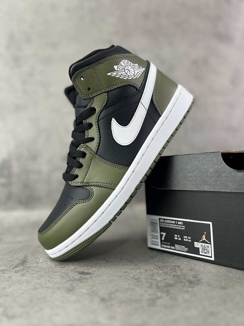 Nike Air Jordan 1 Mid Dark Olive Black White 554724-002 - Image 4