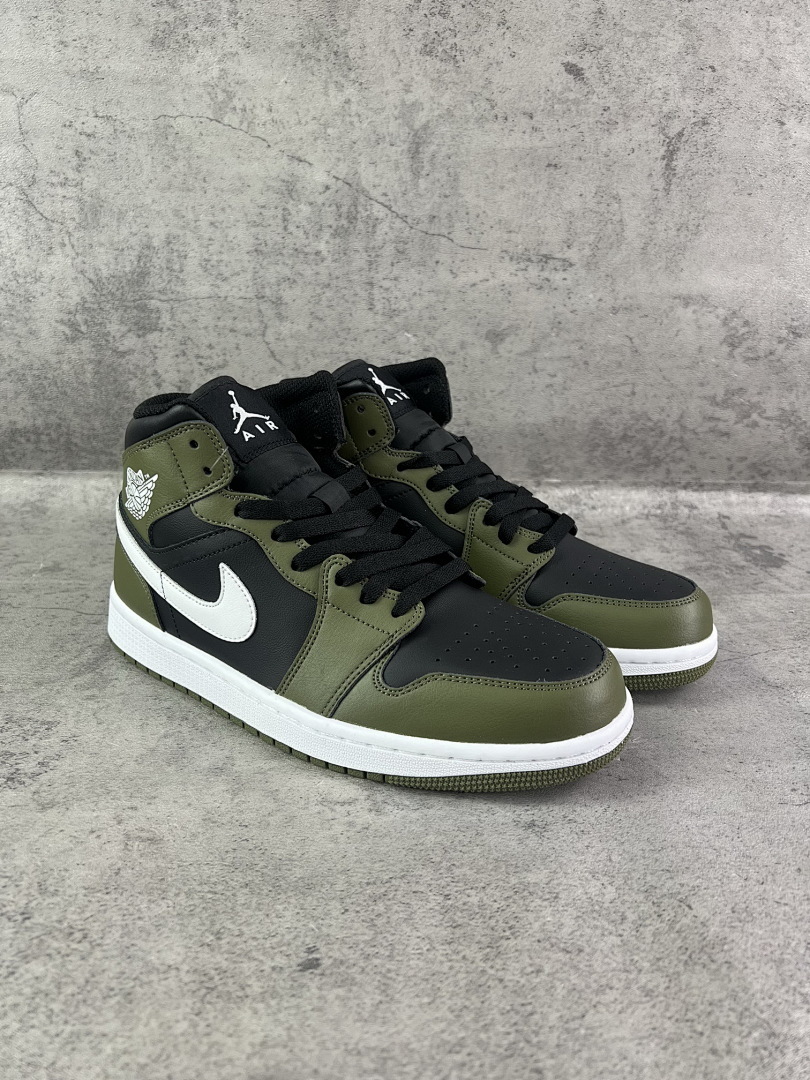 Nike Air Jordan 1 Mid Dark Olive Black White 554724-002 - Image 10