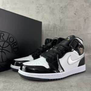 Air Jordan 1 Low SE All-Star 2021 Black White Patent Leather Metallic Silver Gold DD1650-001 Men's Sneakers