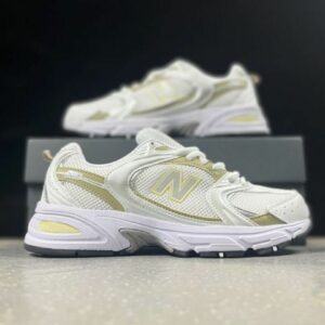 New Balance 530 White Gold Metallic Running Shoes Trainers Unisex MR530CC