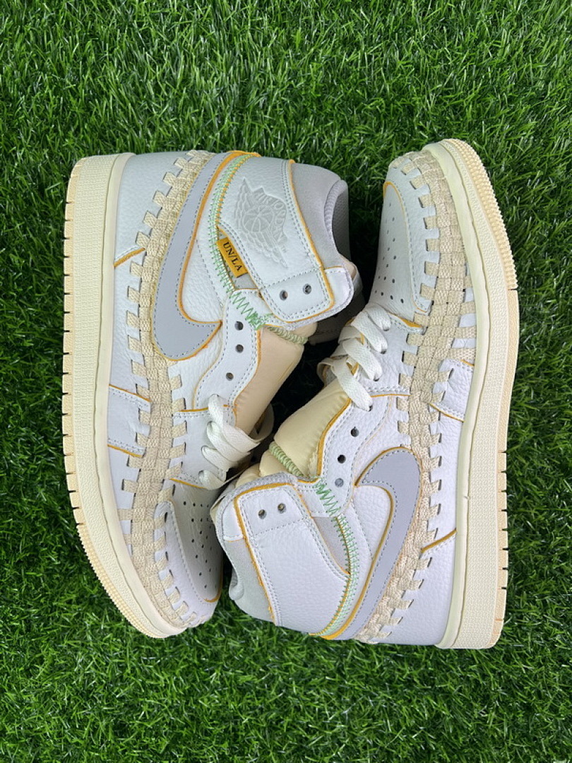 Union LA x Air Jordan 1 High OG Woven Sail Wolf Grey Sneakers FD2565-100 - Image 9