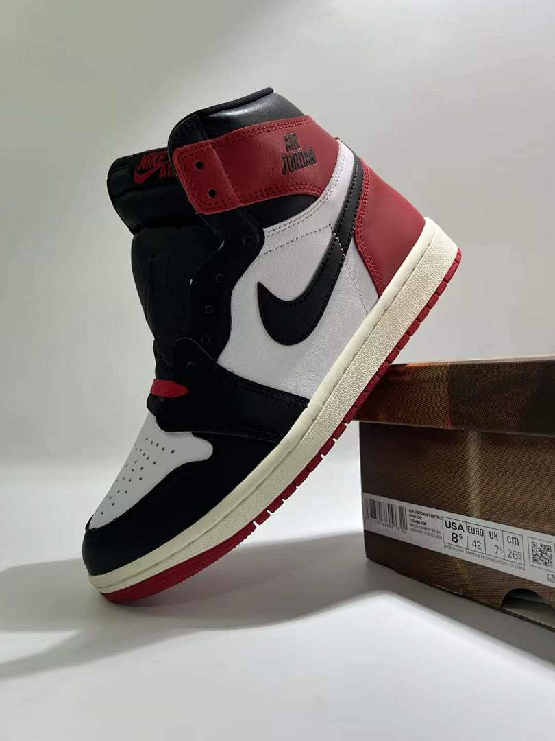 Air Jordan 1 High OG Black Toe Vintage Aged Midsole Retro Sneakers - Image 8