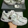 New Balance 530 White Silver Metallic Running Shoes MR530CC with Custom Speckled Midsole and 530 Chain Tag