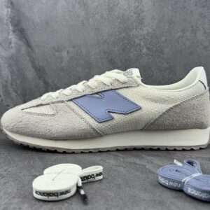 New Balance 320 Angora Natural Indigo U320AE Retro Running Shoes Cream Blue Suede Mesh Trainers