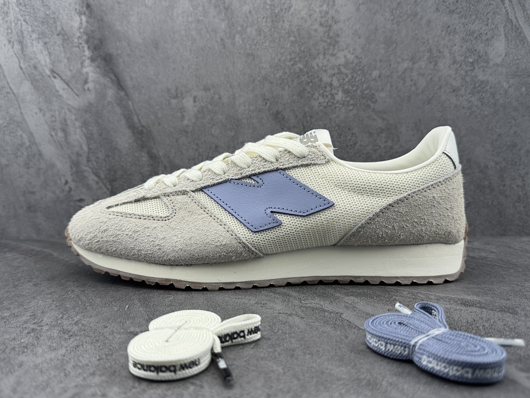 New Balance 320 Angora Natural Indigo U320AE Retro Running Shoes Cream Blue Suede Mesh Trainers - Image 2