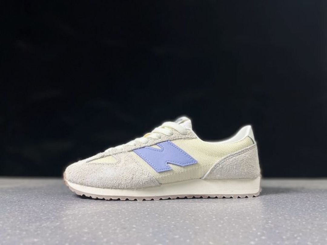 New Balance 320 Angora Natural Indigo U320AE Retro Running Shoes Cream Blue Suede Mesh Trainers - Image 4