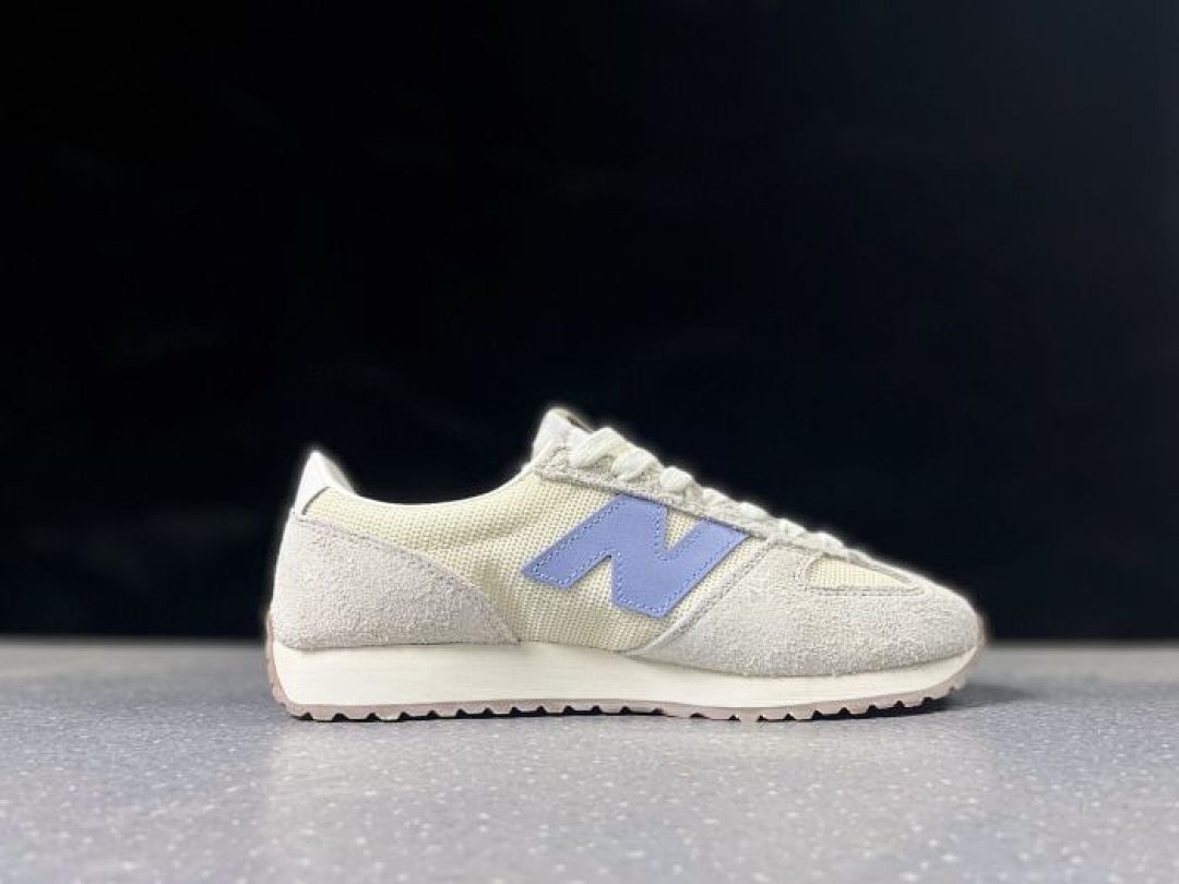 New Balance 320 Angora Natural Indigo U320AE Retro Running Shoes Cream Blue Suede Mesh Trainers - Image 6