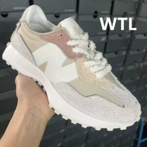 New Balance 327 Women's Moonbeam Macadamia Nut Pink Haze Cozy Pack Sneakers Fluffy Sherpa Laces Trainers WS327PA