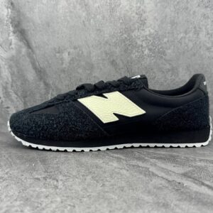 New Balance 220 Black Cream Shaggy Suede Retro Running Sneakers
