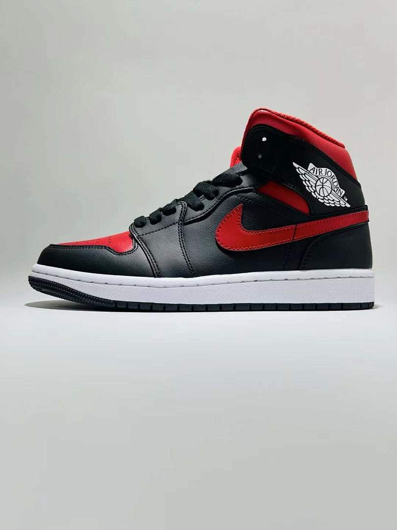 Air Jordan 1 Mid Black White Gym Red "Bred" Sneakers Style Code 554725-074 - Image 3