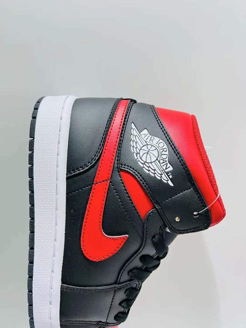 Air Jordan 1 Mid Black White Gym Red "Bred" Sneakers Style Code 554725-074 - Image 5