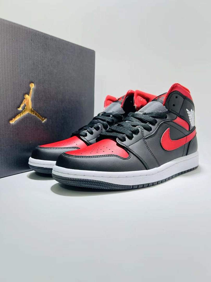 Air Jordan 1 Mid Black White Gym Red "Bred" Sneakers Style Code 554725-074 - Image 10