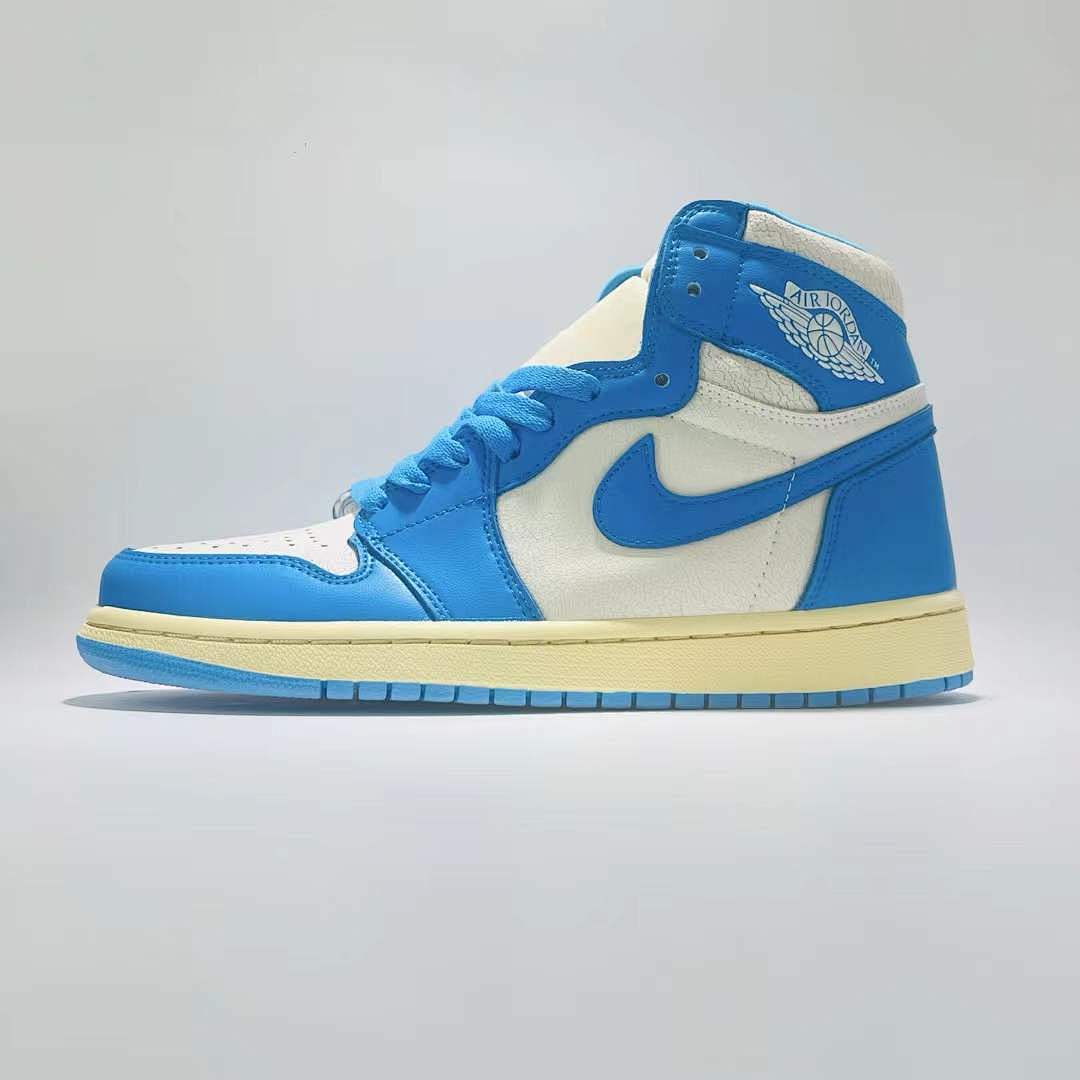 Air Jordan 1 Retro High OG University Blue UNC White Vintage Aged Sail Midsole Sneakers 555088-134 - Image 9
