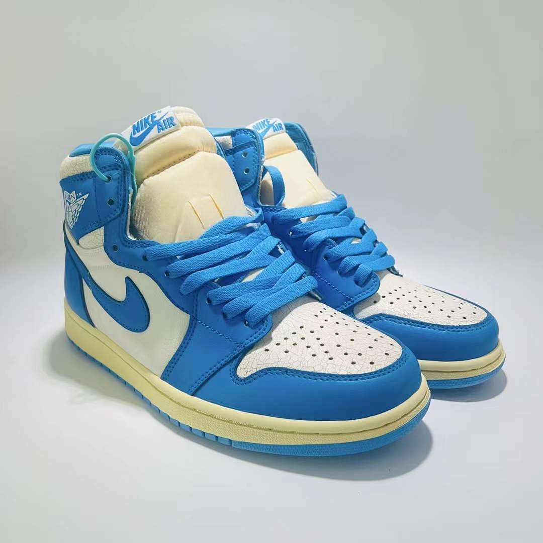 Air Jordan 1 Retro High OG University Blue UNC White Vintage Aged Sail Midsole Sneakers 555088-134 - Image 10