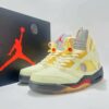 Nike Air Jordan 5 Retro SP x Off-White 'Sail' Muslin Fire Red Black Men's Sneakers CT8480-100