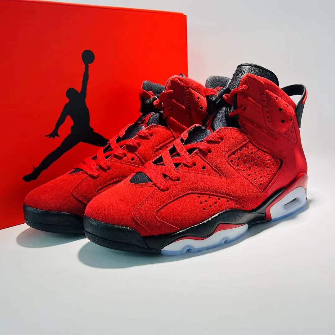 Air Jordan 6 Retro Infrared 23 Men's Basketball Shoes Red Black Suede Sneakers 384664-623 - Image 2