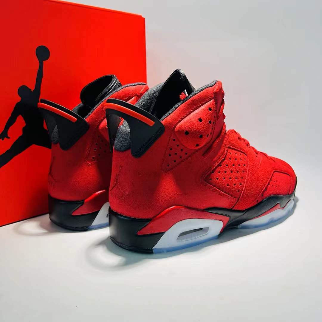 Air Jordan 6 Retro Infrared 23 Men's Basketball Shoes Red Black Suede Sneakers 384664-623 - Image 3