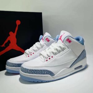 Air Jordan 3 Retro White Powder Blue Hyper Pink Elephant Print Sneakers
