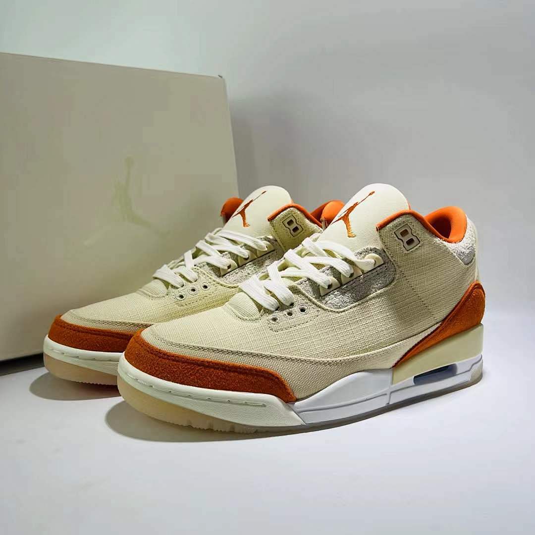 Air Jordan 3 Retro Muslin Orange Canvas Suede - Image 2