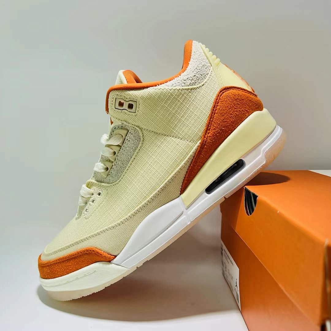 Air Jordan 3 Retro Muslin Orange Canvas Suede - Image 4