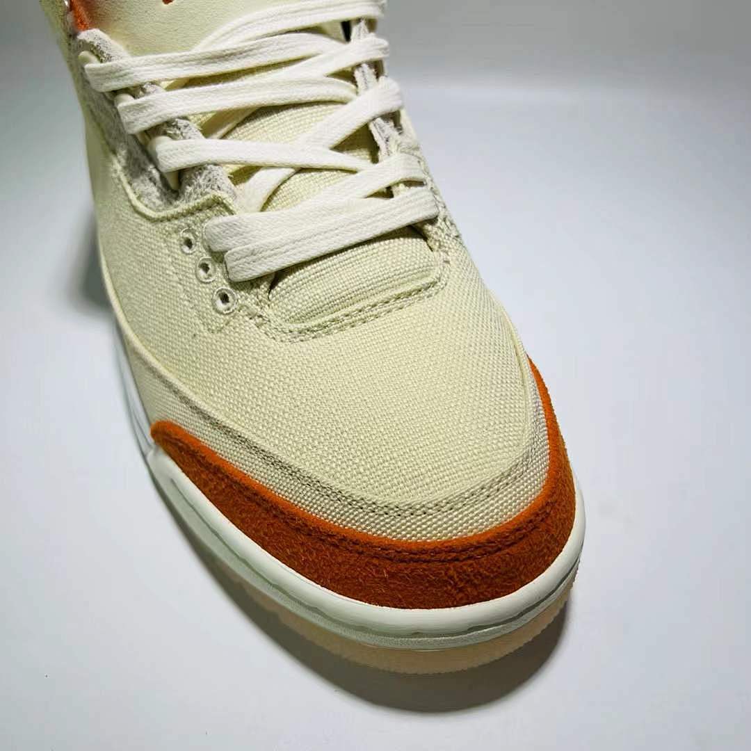 Air Jordan 3 Retro Muslin Orange Canvas Suede - Image 6