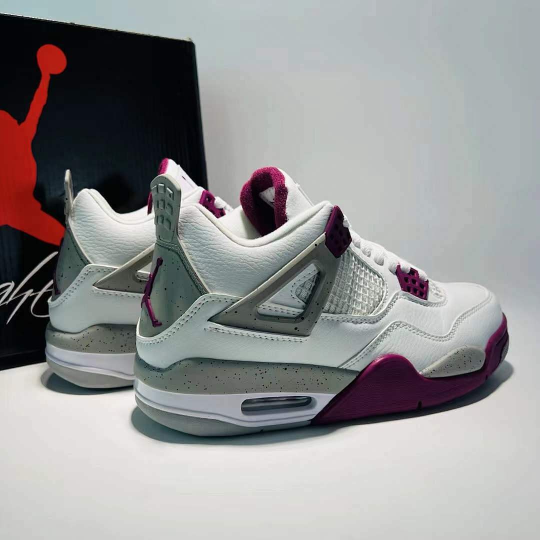 Air Jordan 4 Retro GS Active Fuchsia White Purple Grey Grade School Sneakers Shoes 408452-167 - Image 3