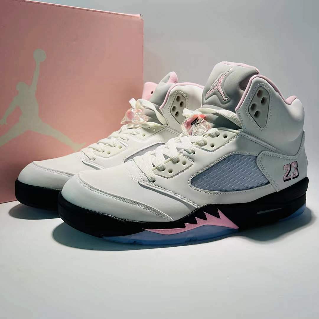 Air Jordan 5 Retro GS Pink Foam White Black Sneakers 440892-106 - Image 2