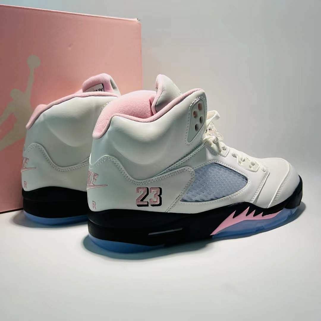 Air Jordan 5 Retro GS Pink Foam White Black Sneakers 440892-106 - Image 3