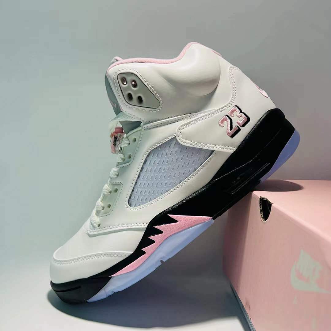 Air Jordan 5 Retro GS Pink Foam White Black Sneakers 440892-106 - Image 4