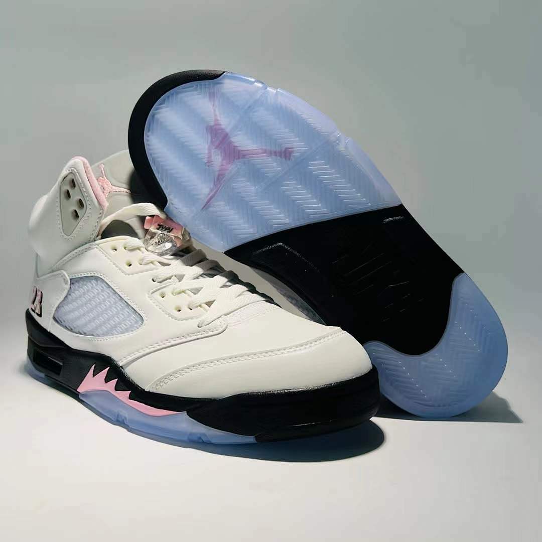 Air Jordan 5 Retro GS Pink Foam White Black Sneakers 440892-106 - Image 8