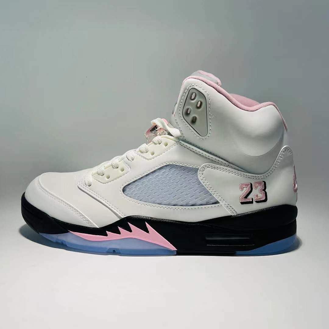 Air Jordan 5 Retro GS Pink Foam White Black Sneakers 440892-106 - Image 9