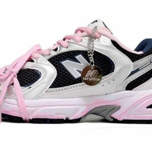 New Balance 530 Women's White Pink Navy Silver ABZORB Lifestyle Sneakers with Charm