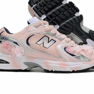 New Balance 530 Women's Pastel Pink Silver Floral Embellished ABZORB Running Sneakers