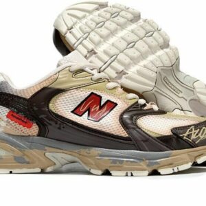 New Balance 530 Distressed Vintage Brown Beige Cream Red Pandaform AZ Graffiti Running Shoes