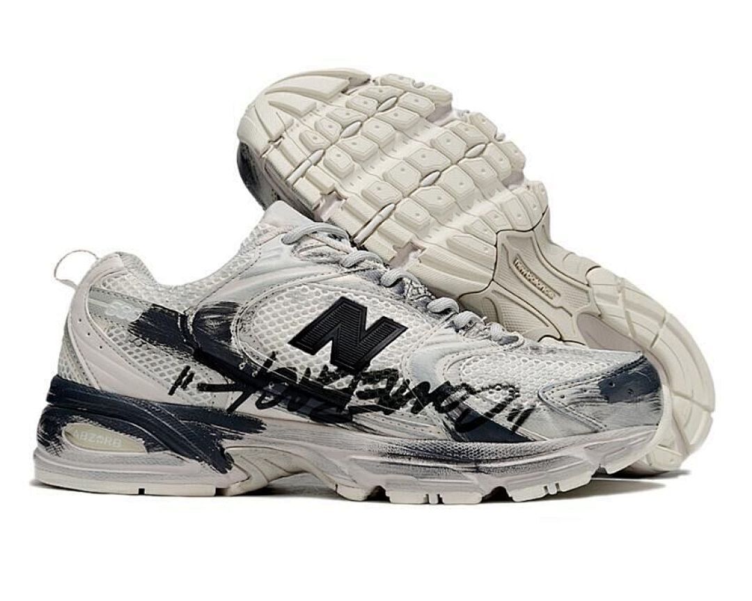 New Balance 530 'You Burn' White Black Painted Graffiti Lifestyle Sneakers Men's Women's - Image 2