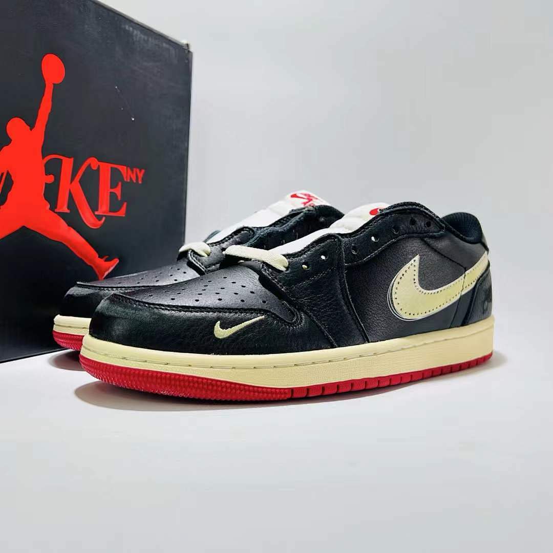Air Jordan 1 Low SE Black Sail Gym Red Mini Swoosh Stitched Sneakers
Air Jordan 1 Low SE 'Black/Sail/Gym Red' - Image 2
